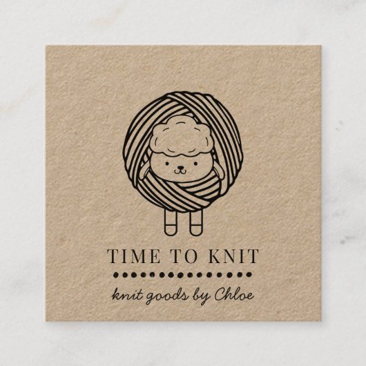 可愛いヤーン手作りニットグッズ筏 スクエア名刺 (正面)