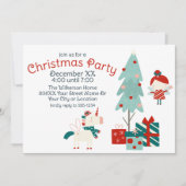 可愛いユニコーンと妖精のクリスマスパーティー 招待状 (正面)