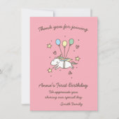 可愛いユニコーンのローレル。バースデー.サンキュー. 招待状 (正面)