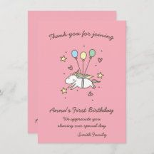 可愛いユニコーンのローレル。バースデー.サンキュー.