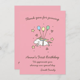 可愛いユニコーンのローレル。バースデー.サンキュー. 招待状