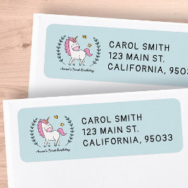 可愛いユニコーンのローレル。誕生日 ラベル