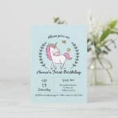 可愛いユニコーンのローレル。誕生日 招待状 (スタンド正面)