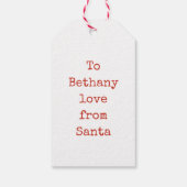 可愛いユニコーンの子供の名前ラブサンタクリスマス ギフトタグ (裏面)