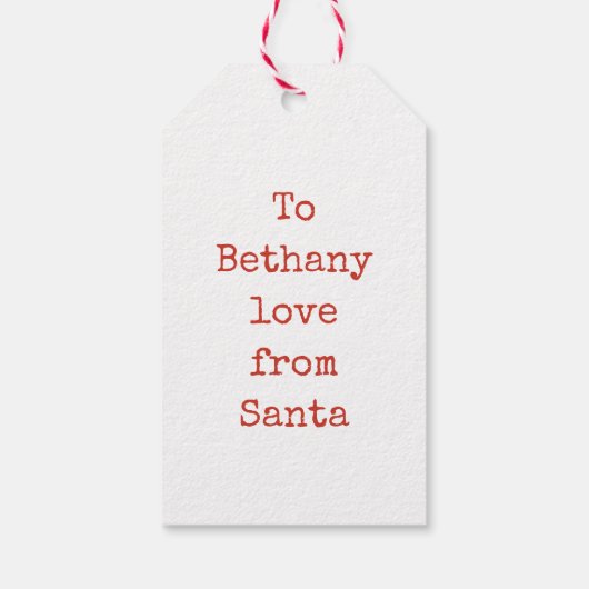 可愛いユニコーンの子供の名前ラブサンタクリスマス ギフトタグ (裏面)