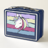 可愛いユニコーンイラストレーション メタルランチボックス (裏面)