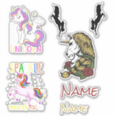 可愛いユニコーンカスタムのビニールカットのシール シール (正面)