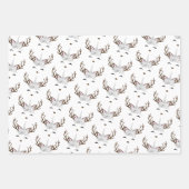 可愛いユニコーンクリスマスパッターズレッドホワイトグリーン ラッピングペーパーシート (正面3)