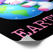 可愛いユニコーンハッピーアースデイ溝深い女性男子供 ポスター (角)