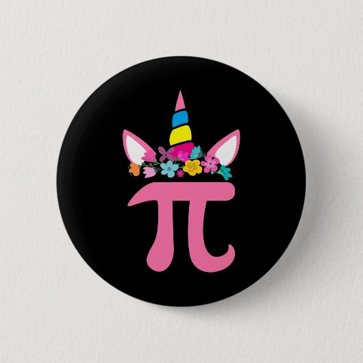 可愛いユニコーンパイ数学プンパイ日Math Scienceかわいい 缶バッジ (正面)