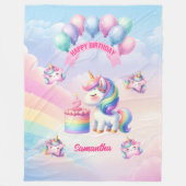 可愛いユニコーンブランケットピンク紫の誕生日 フリースブランケット (正面)