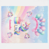 可愛いユニコーンブランケットピンク紫の誕生日 フリースブランケット (正面(横))