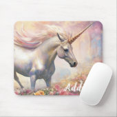 可愛いユニコーンマウスパッドと名前をカスタムするテンプレート マウスパッド (マウス)