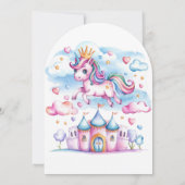 可愛いユニコーンマジカルキャッスルガールバースデーパーティー 招待状 (裏面)