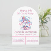 可愛いユニコーンマジカルキャッスルガールバースデーパーティー 招待状 (スタンド正面)