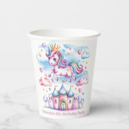 可愛いユニコーンマジカルキャッスルガールバースデーパーティー 紙コップ