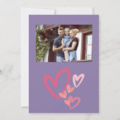 可愛いユニコーン家族の写真紫の2番目の誕生日 招待状 (裏面)