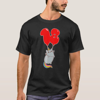 可愛いユニコーン猫 18歳の誕生日 キッズバルーン パーティー Tシャツ