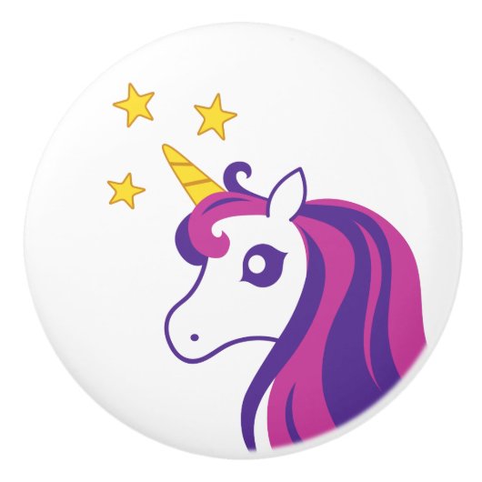 可愛いユニコーン馬の陶製のドアと引き出しノブ セラミックノブ (正面)