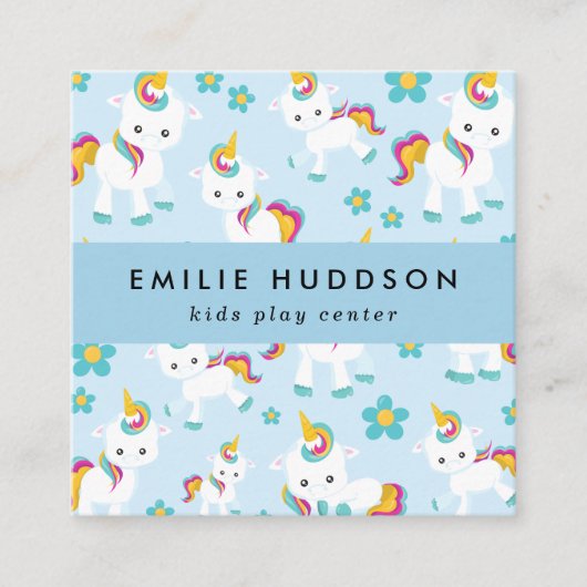 可愛いユニコーン，キッズセ遊ン，アクティビティセンター スクエア名刺 (正面)