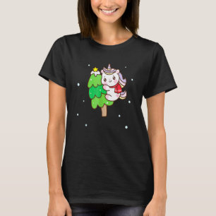 可愛いユニコーン クリスマスパジャマ 女の子 女性用 Xmas Tシャツ