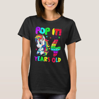 可愛いユニコーン フィジット トイ ポップ イット 私は4歳 女の子 4歳の誕生日 Tシャツ