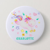 可愛いユニコーン – ラベパーソナライズされたンキッズ 缶バッジ (正面)