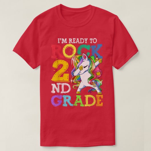 可愛いユニコーンReady To Rock 2年生のスクールサプリ Tシャツ (デザイン正面)
