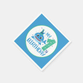 可愛いユニセックスベビーシャーク誕生日 スタンダードカクテルナプキン (角)