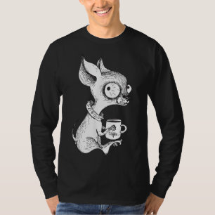 可愛いユニークチワワ&コーヒーアートドッグラバーギフト Tシャツ