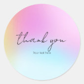 可愛いユニークホログラフパステルレインボーありがとう ラウンドシール (正面)