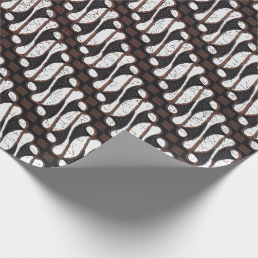 可愛いユニークヴィンテージブラウンホワイトジャワ族ろうけつ染め ラッピングペーパー (角)