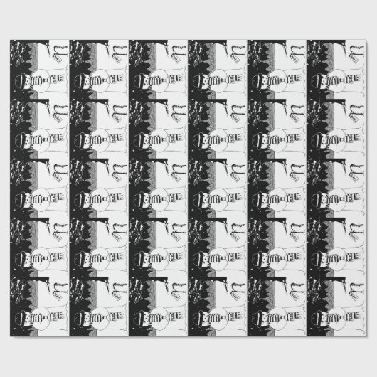 可愛いユニーク雪だるま白黒クリスマス ラッピングペーパー (フラット)