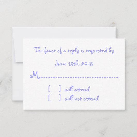 可愛いユーモアのある新郎新婦の漫画RSVPカード 出欠カード (裏面)