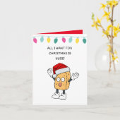可愛いユーモア漫画パニーのクリスマスカスタムパイン カード (黄色い花)