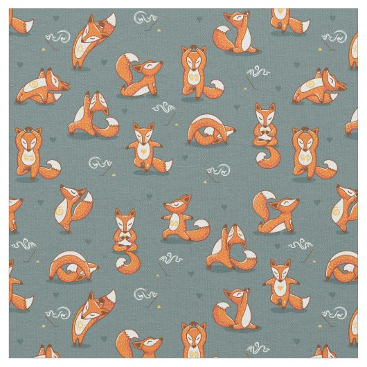 可愛いヨガは緑おもしろい色 ファブリック (クローズアップ)