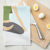 可愛いヨガガガールズインロータスポーズイラストレーション キッチンタオル (四つ折り)