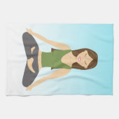 可愛いヨガガガールズインロータスポーズイラストレーション キッチンタオル (横)