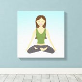 可愛いヨガガガールズインロータスポーズイラストレーション キャンバスプリント (インサイチュ (ウッドフロア))