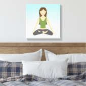 可愛いヨガガガールズインロータスポーズイラストレーション キャンバスプリント (インサイチュ (寝室))