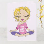 可愛いヨガブロンドガールこれも挨拶 カード (黄色い花)