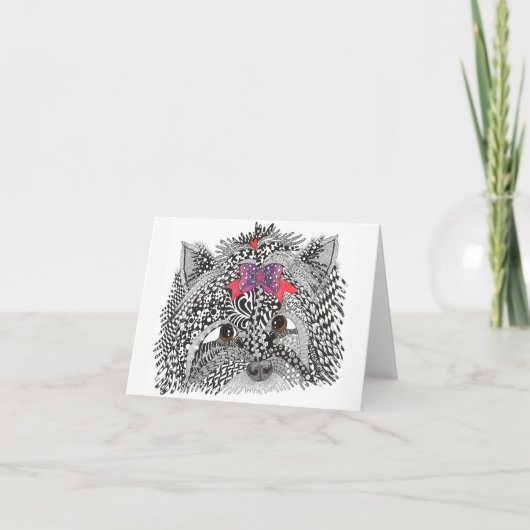 可愛いヨークカラフルシャー・テリアのグリーティングカード カード (正面)