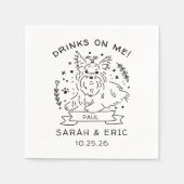 可愛いヨークシャーのテリア犬のウェディングドリンク スタンダードカクテルナプキン (正面)