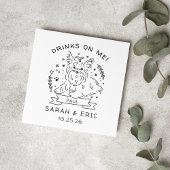 可愛いヨークシャーのテリア犬のウェディングドリンク スタンダードカクテルナプキン