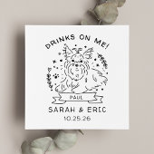 可愛いヨークシャーのテリア犬のウェディングドリンク スタンダードカクテルナプキン