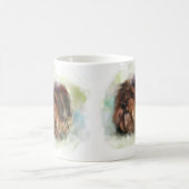 可愛いヨークシャーのテリア犬のデジタルアート コーヒーマグカップ (中央)