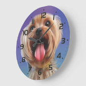 可愛いヨークシャーのテリア犬のパピー絵画デジタル ラージ壁時計 (傾斜)
