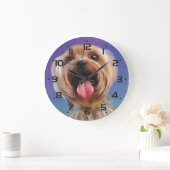 可愛いヨークシャーのテリア犬のパピー絵画デジタル ラージ壁時計 (ホーム)