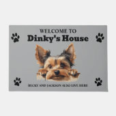 可愛いヨークシャーのテリア犬の写真 ドアマット (正面)