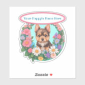 可愛いヨークシャーの花のカスタム枠 シール (シート)